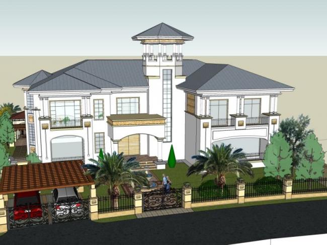 Sketchup别墅模型|叠拼别墅,古典风格 Sketchup别墅模型|叠拼别墅,古典风格