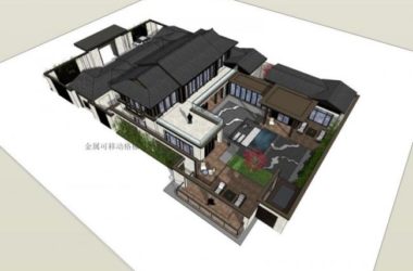 Sketchup别墅模型|别墅，现代中式风格-BIM建筑网