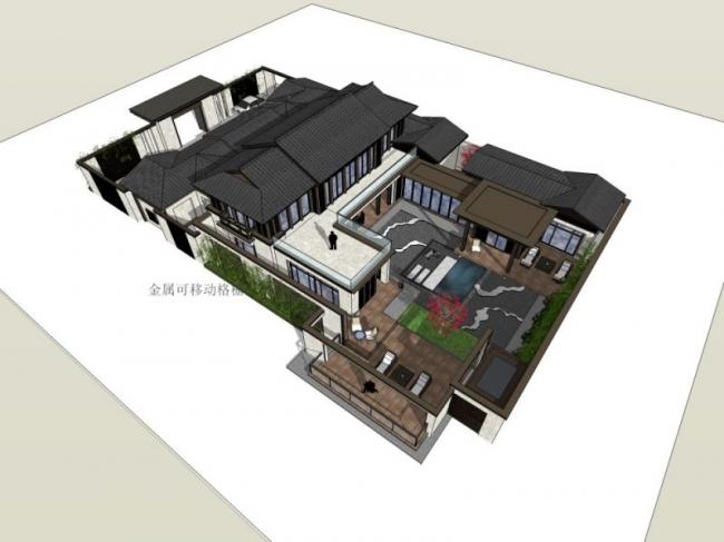 Sketchup别墅模型|别墅,现代中式风格 Sketchup别墅模型|别墅,现代中式风格