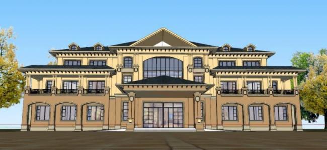 Sketchup别墅模型|叠拼别墅,古典风格 Sketchup别墅模型|叠拼别墅,古典风格