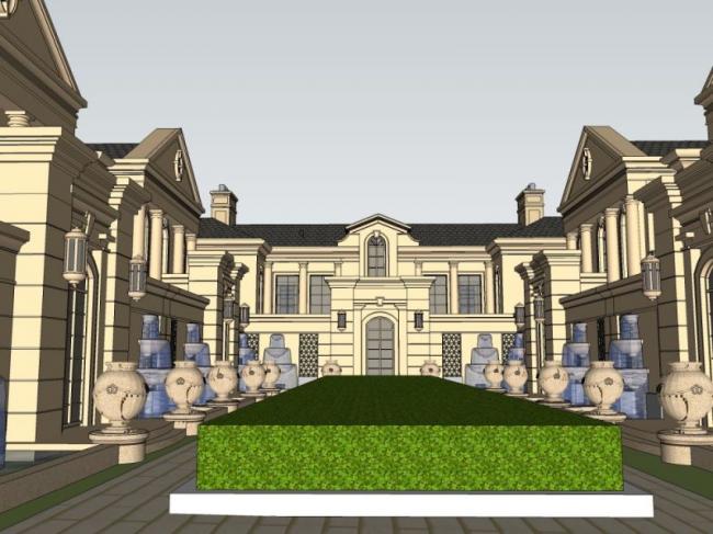 Sketchup别墅模型|联排别墅,古典风格 Sketchup别墅模型|联排别墅,古典风格