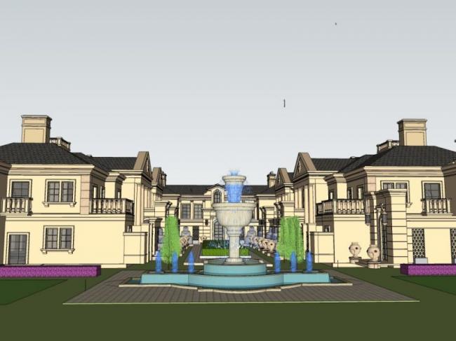 Sketchup别墅模型|联排别墅,古典风格 Sketchup别墅模型|联排别墅,古典风格