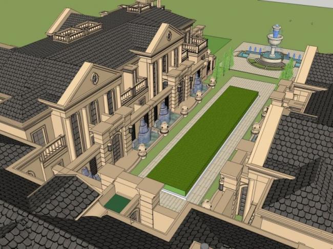 Sketchup别墅模型|联排别墅,古典风格 Sketchup别墅模型|联排别墅,古典风格