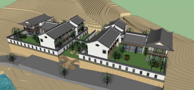 Sketchup别墅模型|别墅,中式风格 Sketchup别墅模型|别墅,中式风格