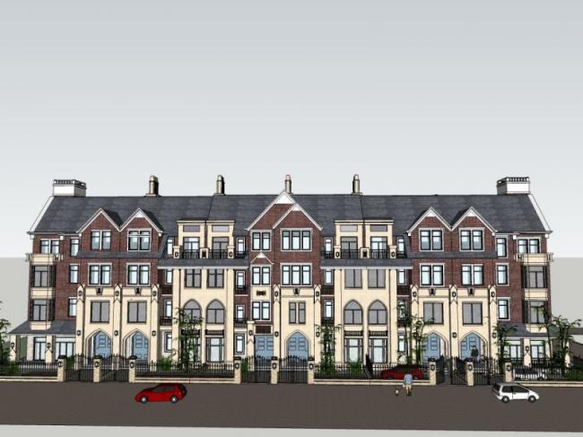 Sketchup别墅模型|联排别墅,古典风格 Sketchup别墅模型|联排别墅,古典风格