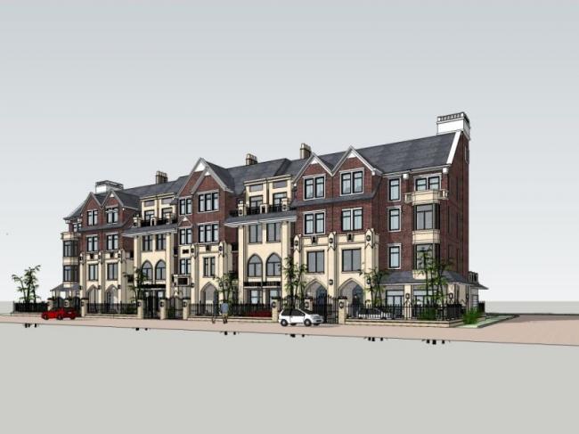 Sketchup别墅模型|联排别墅,古典风格 Sketchup别墅模型|联排别墅,古典风格