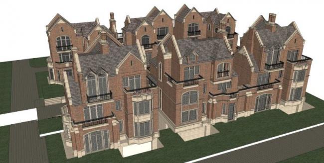 Sketchup别墅模型|联排别墅,古典风格 Sketchup别墅模型|联排别墅,古典风格