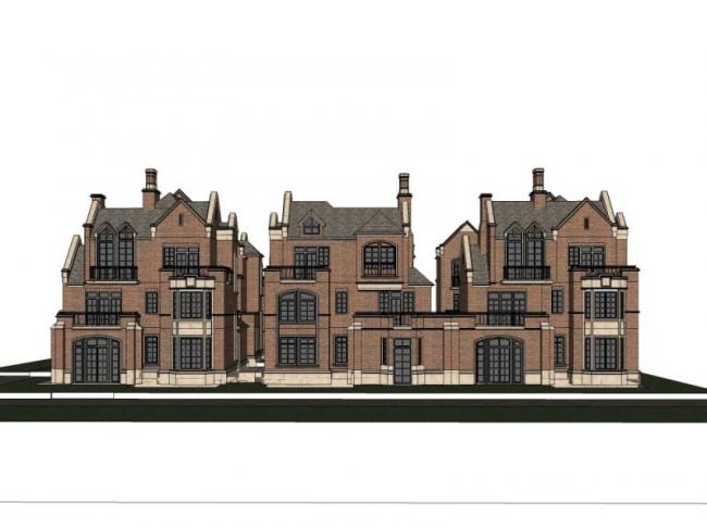 Sketchup别墅模型|联排别墅,古典风格 Sketchup别墅模型|联排别墅,古典风格