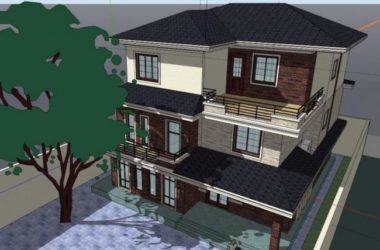 Sketchup别墅模型|独栋别墅，现代风格-BIM建筑网