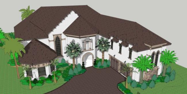 Sketchup别墅模型|独栋别墅,古典风格 Sketchup别墅模型|独栋别墅,古典风格