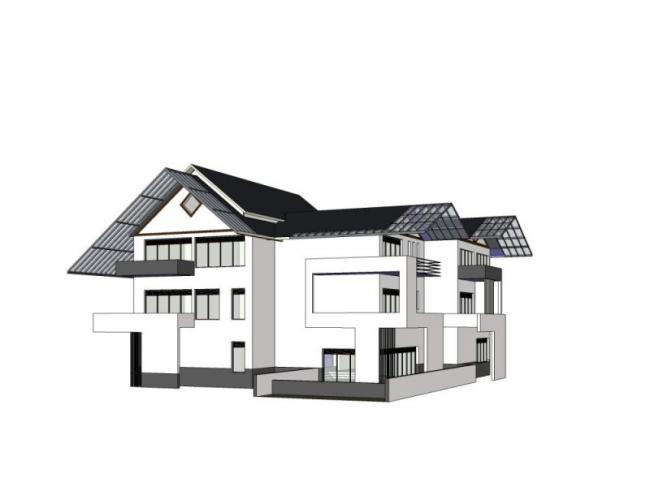 Sketchup别墅模型|叠拼别墅,现代中式风格 Sketchup别墅模型|叠拼别墅,现代中式风格