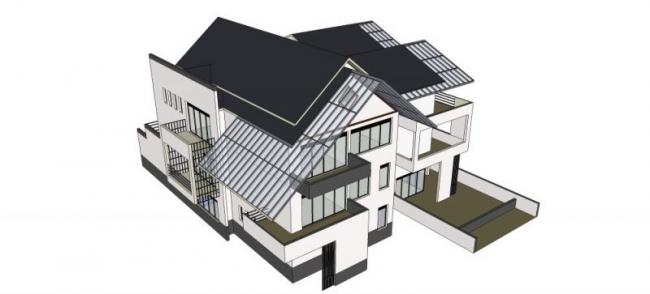 Sketchup别墅模型|叠拼别墅,现代中式风格 Sketchup别墅模型|叠拼别墅,现代中式风格