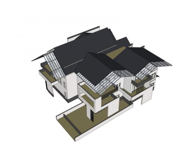 Sketchup别墅模型|叠拼别墅,现代中式风格 Sketchup别墅模型|叠拼别墅,现代中式风格