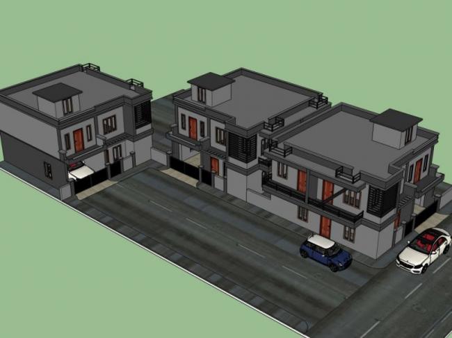 Sketchup别墅模型|独栋别墅,现代风格 Sketchup别墅模型|独栋别墅,现代风格