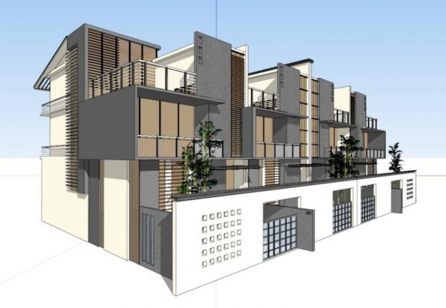 Sketchup别墅模型|联排别墅,现代风格 Sketchup别墅模型|联排别墅,现代风格