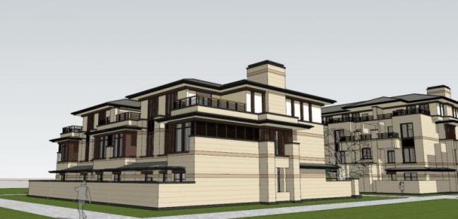 Sketchup别墅模型|联排别墅,现代风格 Sketchup别墅模型|联排别墅,现代风格