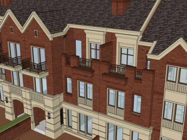 Sketchup别墅模型|联排别墅,古典风格 Sketchup别墅模型|联排别墅,古典风格