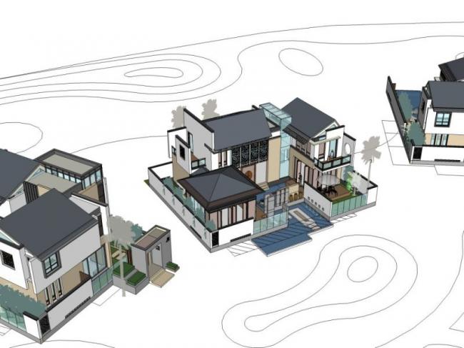 Sketchup别墅模型|独栋别墅,现代风格 Sketchup别墅模型|独栋别墅,现代风格