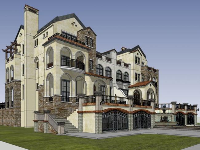 Sketchup别墅模型|叠拼别墅,古典风格 Sketchup别墅模型|叠拼别墅,古典风格