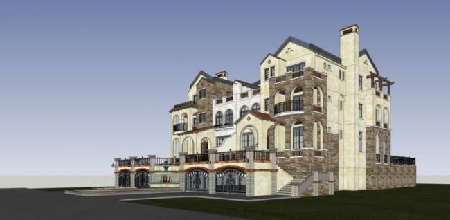 Sketchup别墅模型|叠拼别墅,古典风格 Sketchup别墅模型|叠拼别墅,古典风格