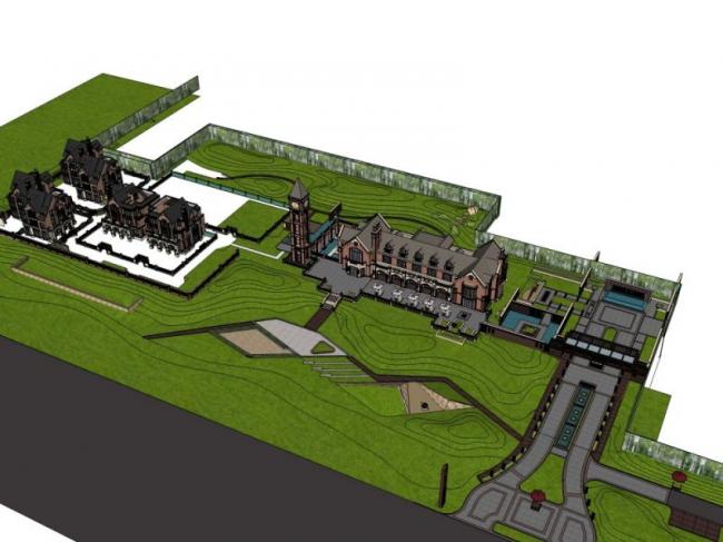 Sketchup别墅模型|联排别墅,古典风格 Sketchup别墅模型|联排别墅,古典风格