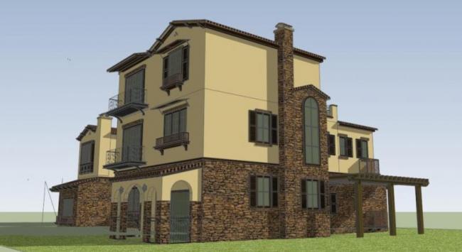 Sketchup别墅模型|叠拼别墅,古典风格 Sketchup别墅模型|叠拼别墅,古典风格