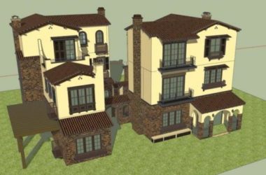 Sketchup别墅模型|叠拼别墅，古典风格-BIM建筑网