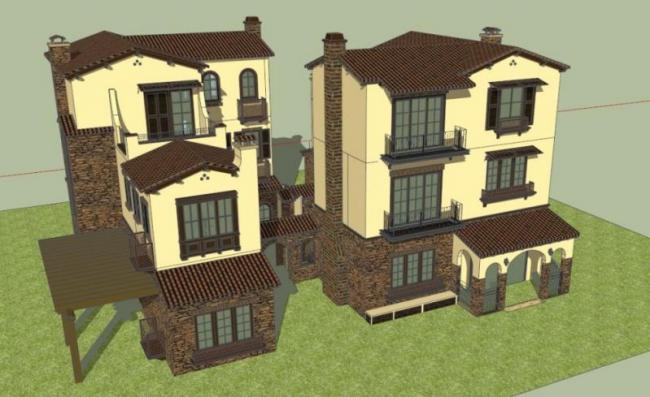 Sketchup别墅模型|叠拼别墅,古典风格 Sketchup别墅模型|叠拼别墅,古典风格