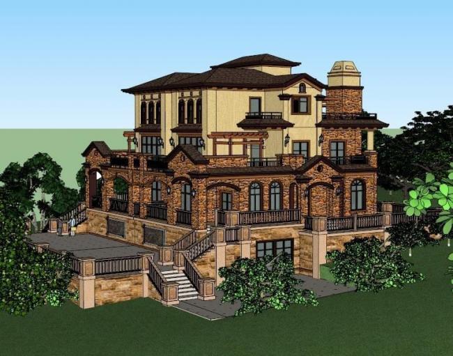 Sketchup别墅模型|叠拼别墅,古典风格 Sketchup别墅模型|叠拼别墅,古典风格