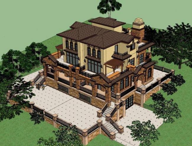 Sketchup别墅模型|叠拼别墅,古典风格 Sketchup别墅模型|叠拼别墅,古典风格