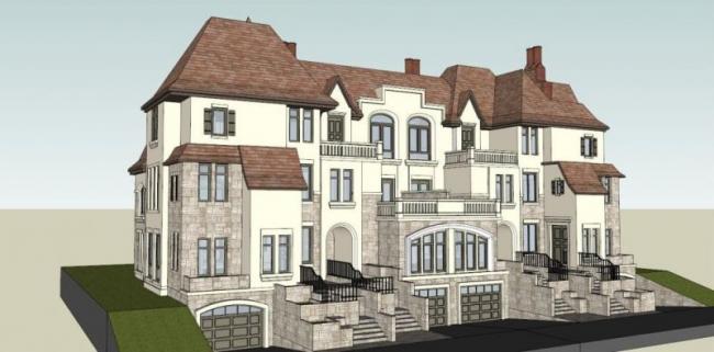 Sketchup别墅模型|联排别墅,古典风格 Sketchup别墅模型|联排别墅,古典风格
