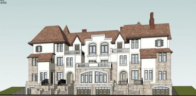 Sketchup别墅模型|联排别墅,古典风格 Sketchup别墅模型|联排别墅,古典风格