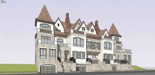 Sketchup别墅模型|联排别墅,古典风格 Sketchup别墅模型|联排别墅,古典风格