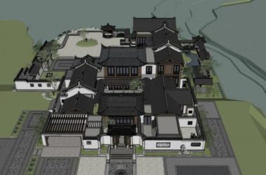 Sketchup别墅模型|叠拼别墅，中式风格-BIM建筑网