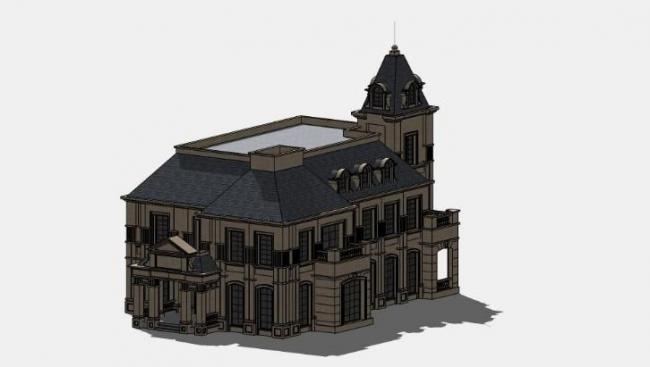 Sketchup别墅模型|独栋别墅,古典风格 Sketchup别墅模型|独栋别墅,古典风格