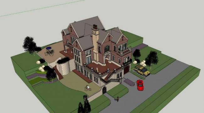 Sketchup别墅模型|叠拼别墅,古典风格 Sketchup别墅模型|叠拼别墅,古典风格