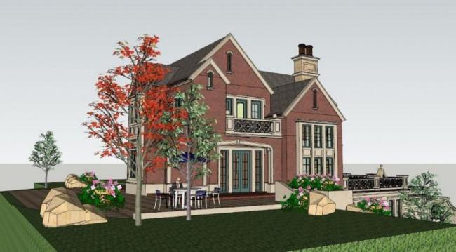 Sketchup别墅模型|叠拼别墅,古典风格 Sketchup别墅模型|叠拼别墅,古典风格