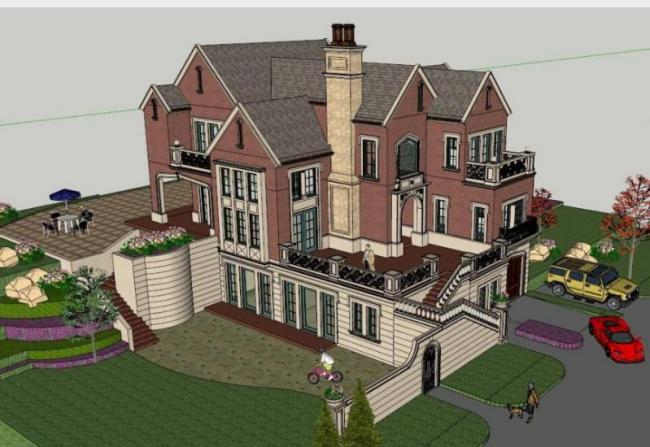 Sketchup别墅模型|叠拼别墅,古典风格 Sketchup别墅模型|叠拼别墅,古典风格