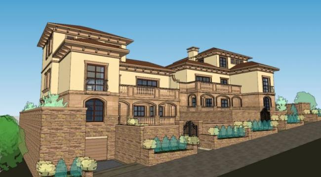 Sketchup别墅模型|叠拼别墅,古典风格 Sketchup别墅模型|叠拼别墅,古典风格