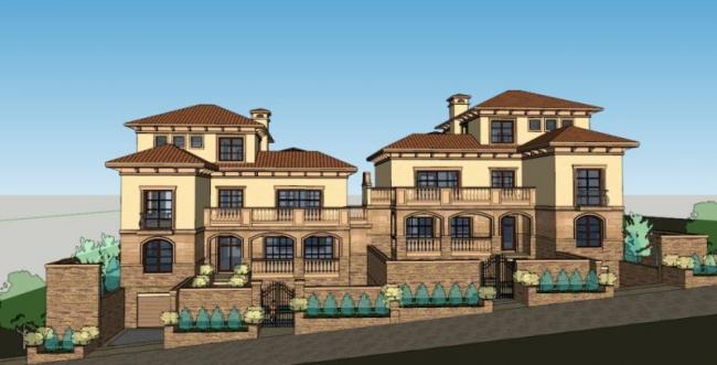 Sketchup别墅模型|叠拼别墅,古典风格 Sketchup别墅模型|叠拼别墅,古典风格