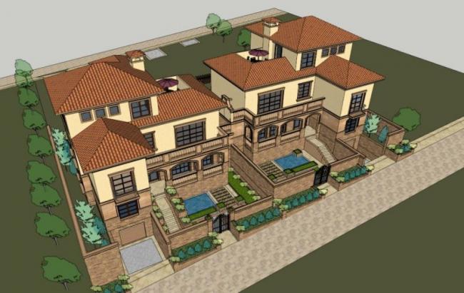 Sketchup别墅模型|叠拼别墅,古典风格 Sketchup别墅模型|叠拼别墅,古典风格