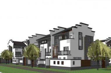 Sketchup别墅模型|联排别墅，合院，徽派-BIM建筑网
