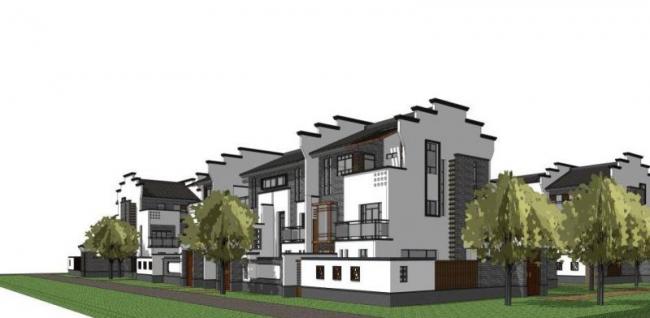 Sketchup别墅模型|联排别墅,合院,徽派 Sketchup别墅模型|联排别墅,合院,徽派