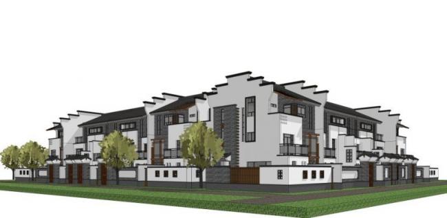 Sketchup别墅模型|联排别墅,合院,徽派 Sketchup别墅模型|联排别墅,合院,徽派