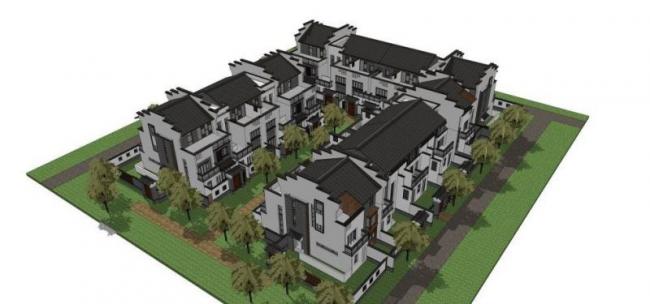 Sketchup别墅模型|联排别墅,合院,徽派 Sketchup别墅模型|联排别墅,合院,徽派