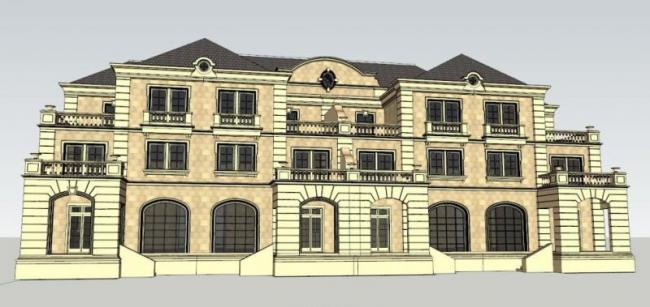 Sketchup别墅模型|双拼别墅,古典风格 Sketchup别墅模型|双拼别墅,古典风格