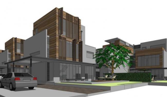 Sketchup别墅模型|双拼别墅,现代风格 Sketchup别墅模型|双拼别墅,现代风格