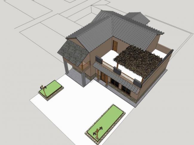 Sketchup别墅模型|独栋别墅,中式风格 Sketchup别墅模型|独栋别墅,中式风格