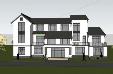 Sketchup别墅模型|独栋别墅，现代中式风格-BIM建筑网