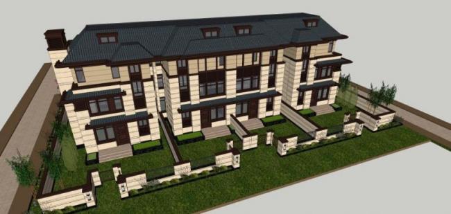 Sketchup别墅模型|联排别墅,古典风格 Sketchup别墅模型|联排别墅,古典风格